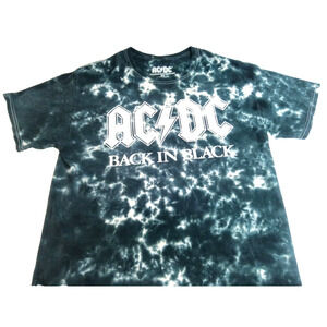AC/DC Back In Black ACDC T-Shirt Men's Size Small Dark Green Tie Dye Pattern